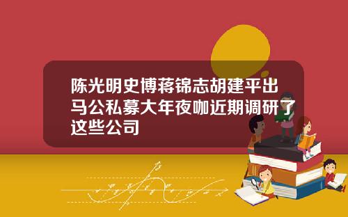 陈光明史博蒋锦志胡建平出马公私募大年夜咖近期调研了这些公司