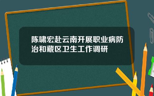 陈啸宏赴云南开展职业病防治和藏区卫生工作调研