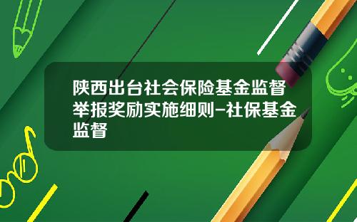 陕西出台社会保险基金监督举报奖励实施细则-社保基金监督