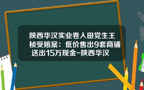 陕西华汉实业卷入田党生王桢受贿案：低价售出9套商铺+送出15万现金-陕西华汉实业集团有限公司