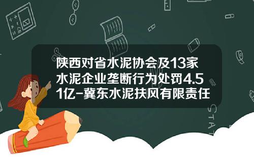陕西对省水泥协会及13家水泥企业垄断行为处罚4.51亿-冀东水泥扶风有限责任公司