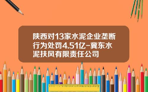 陕西对13家水泥企业垄断行为处罚4.51亿-冀东水泥扶风有限责任公司