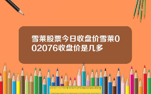雪莱股票今日收盘价雪莱002076收盘价是几多