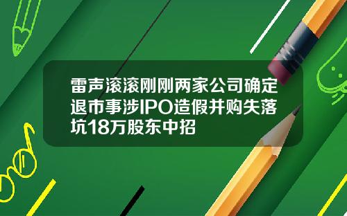 雷声滚滚刚刚两家公司确定退市事涉IPO造假并购失落坑18万股东中招