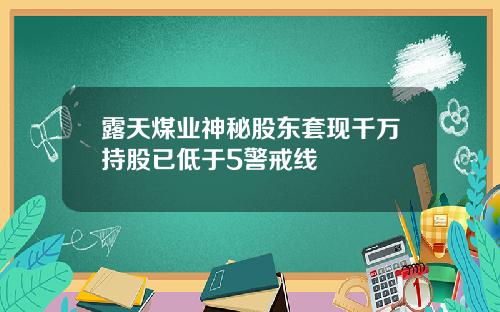露天煤业神秘股东套现千万持股已低于5警戒线