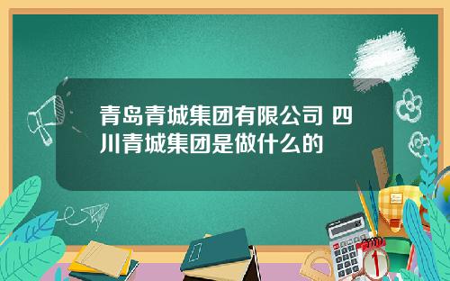 青岛青城集团有限公司 四川青城集团是做什么的