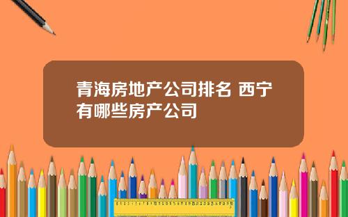 青海房地产公司排名 西宁有哪些房产公司