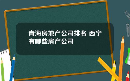 青海房地产公司排名 西宁有哪些房产公司
