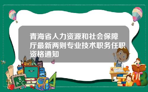 青海省人力资源和社会保障厅最新两则专业技术职务任职资格通知