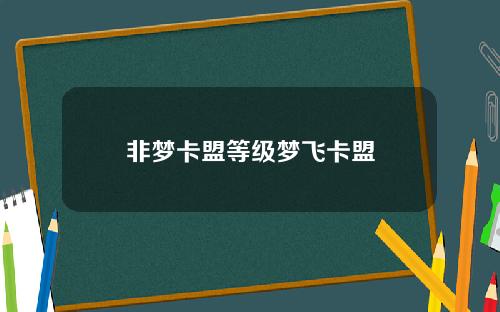 非梦卡盟等级梦飞卡盟