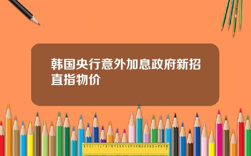 韩国央行意外加息政府新招直指物价