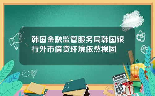 韩国金融监管服务局韩国银行外币借贷环境依然稳固