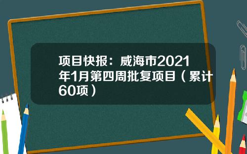 项目快报：威海市2021年1月第四周批复项目（累计60项）