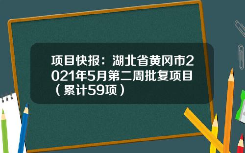 项目快报：湖北省黄冈市2021年5月第二周批复项目（累计59项）