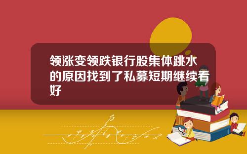 领涨变领跌银行股集体跳水的原因找到了私募短期继续看好