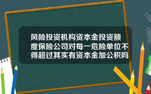 风险投资机构资本金投资额度保险公司对每一危险单位不得超过其实有资本金加公积吗