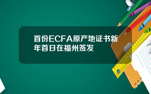 首份ECFA原产地证书新年首日在福州签发