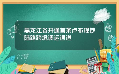 黑龙江省开通首条卢布现钞陆路跨境调运通道