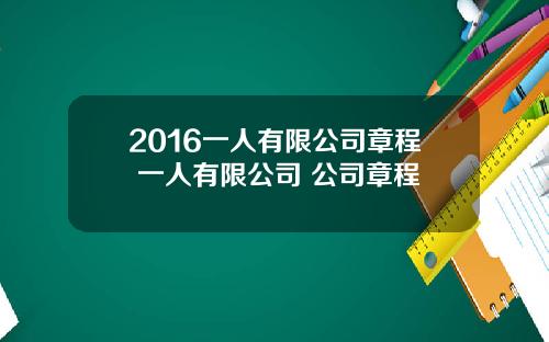 2016一人有限公司章程 一人有限公司 公司章程