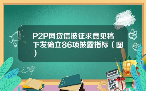 P2P网贷信披征求意见稿下发确立86项披露指标（图）