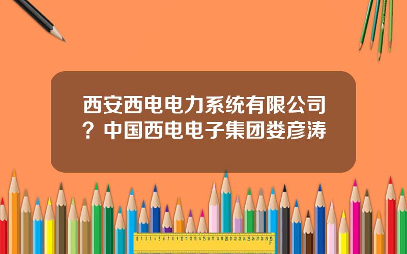 西安西电电力系统有限公司？中国西电电子集团娄彦涛