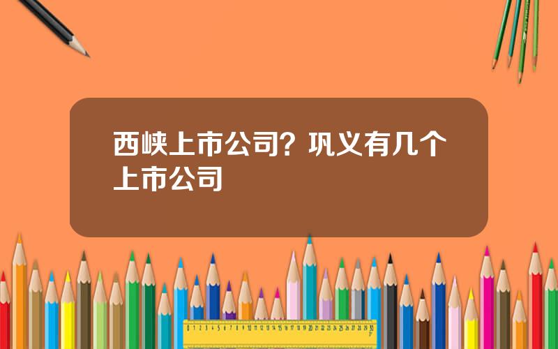 西峡上市公司？巩义有几个上市公司