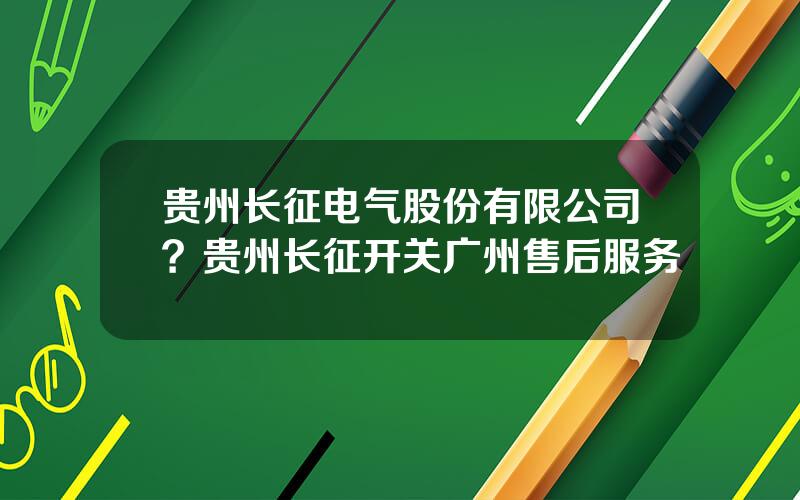 贵州长征电气股份有限公司？贵州长征开关广州售后服务