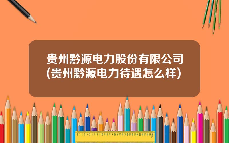 贵州黔源电力股份有限公司(贵州黔源电力待遇怎么样)