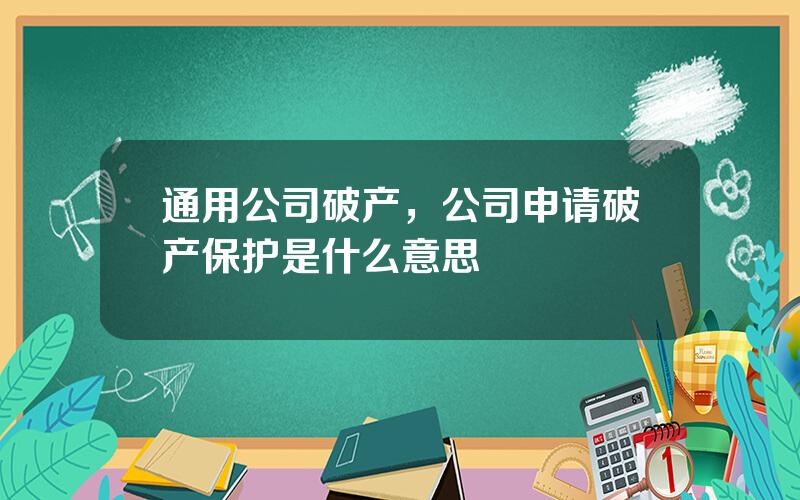 通用公司破产，公司申请破产保护是什么意思