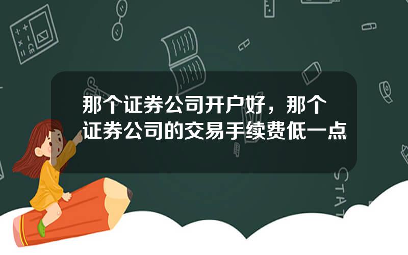 那个证券公司开户好，那个证券公司的交易手续费低一点