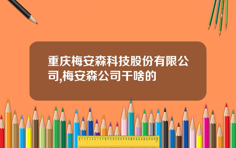 重庆梅安森科技股份有限公司,梅安森公司干啥的