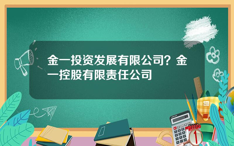 金一投资发展有限公司？金一控股有限责任公司