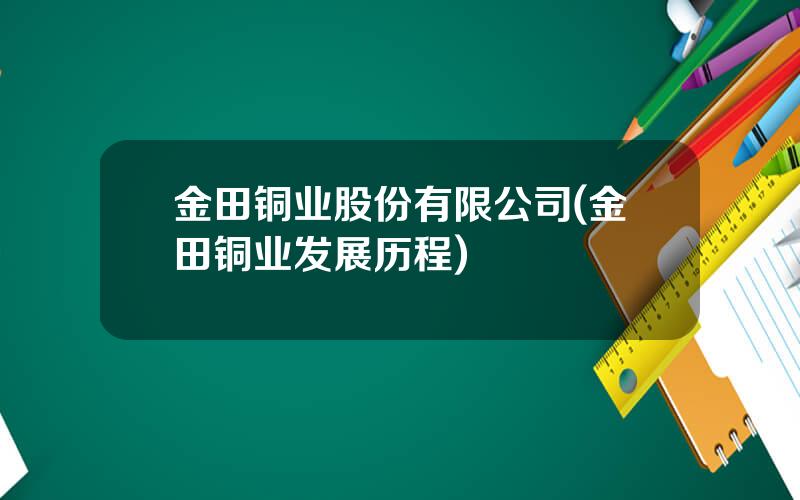 金田铜业股份有限公司(金田铜业发展历程)