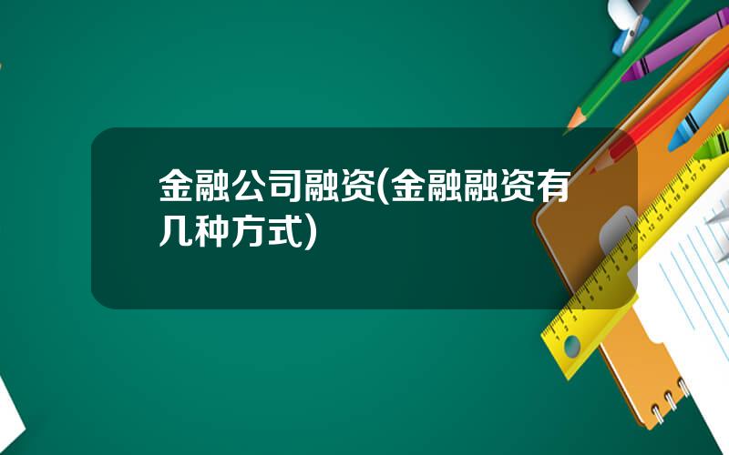金融公司融资(金融融资有几种方式)