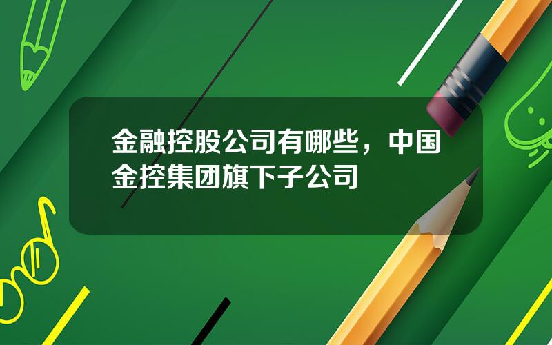 金融控股公司有哪些，中国金控集团旗下子公司