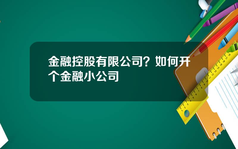 金融控股有限公司？如何开个金融小公司