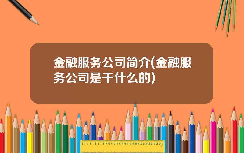 金融服务公司简介(金融服务公司是干什么的)