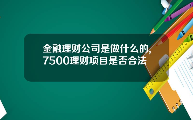 金融理财公司是做什么的,7500理财项目是否合法