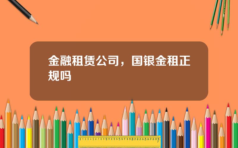 金融租赁公司，国银金租正规吗
