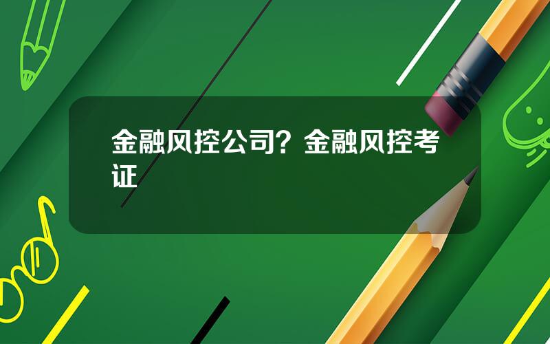 金融风控公司？金融风控考证