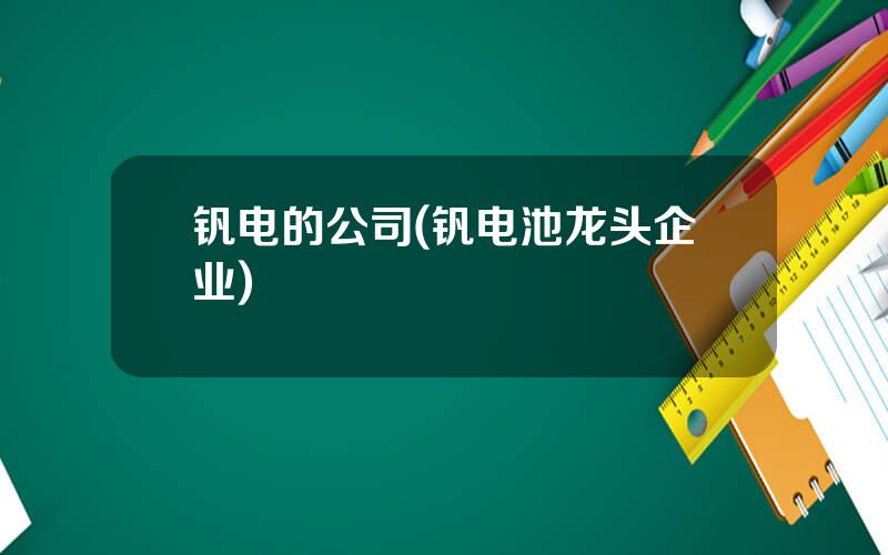 钒电的公司(钒电池龙头企业)