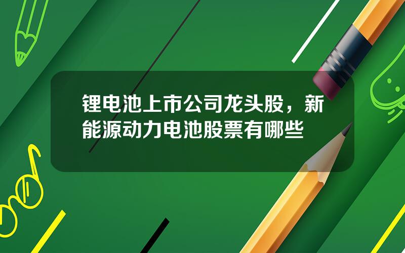 锂电池上市公司龙头股，新能源动力电池股票有哪些