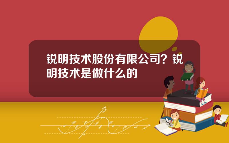 锐明技术股份有限公司？锐明技术是做什么的