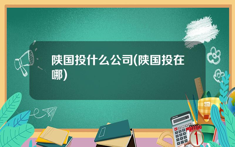 陕国投什么公司(陕国投在哪)