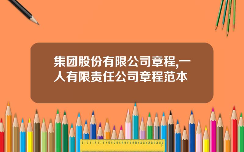 集团股份有限公司章程,一人有限责任公司章程范本