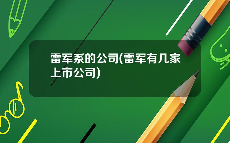 雷军系的公司(雷军有几家上市公司)